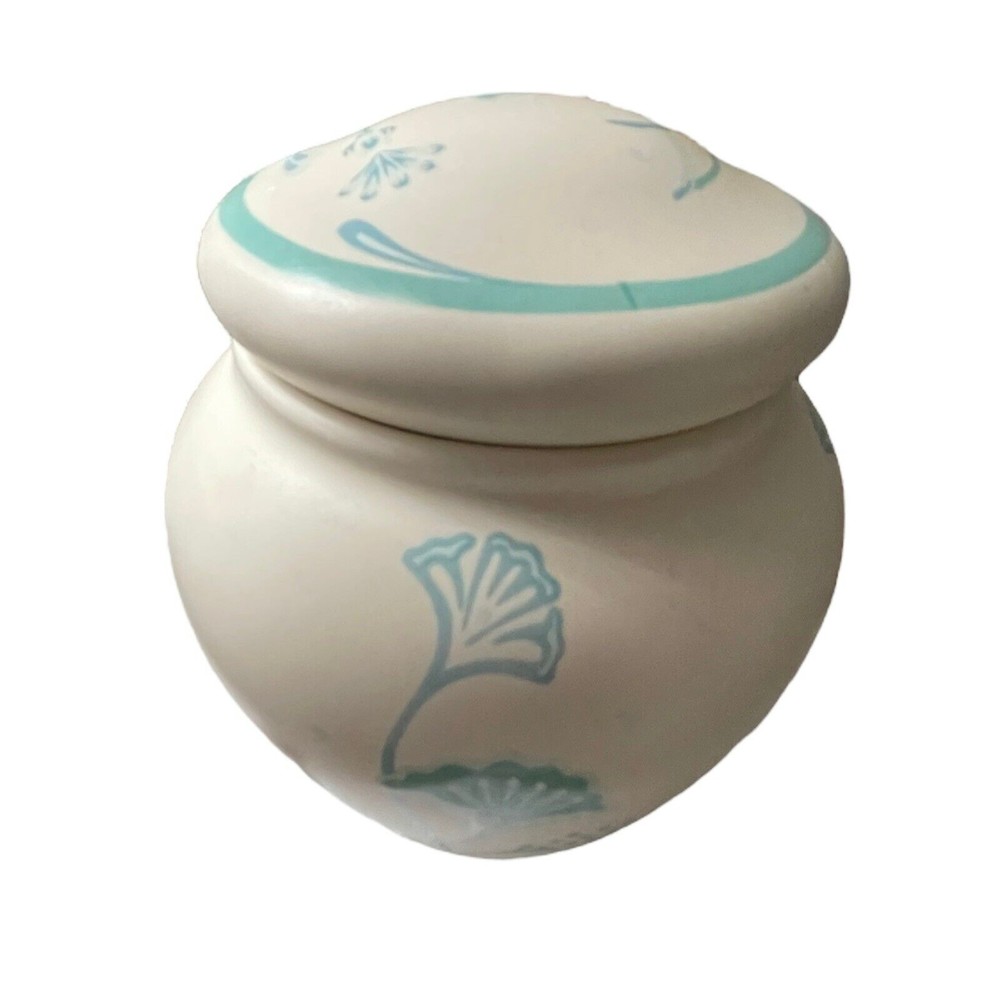 Porcelain Floral Design Ginger Jar 4.5" Blue WaterColor HndPntd Crowning Touch